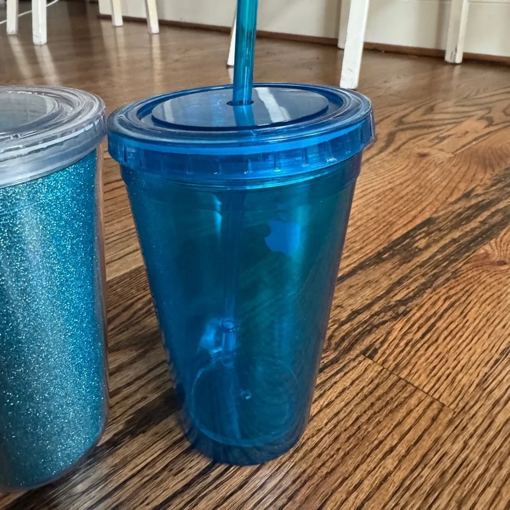 Blue and Glitter Tumbler Set with Straws
